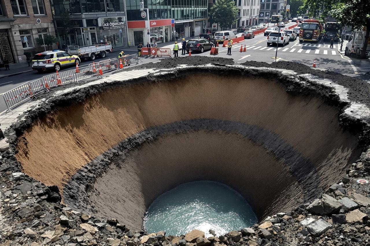 五一大赛图集视频:地铁施工路面塌陷现场全景图集 五一大赛 - 地铁施工路面塌陷现场全景图集